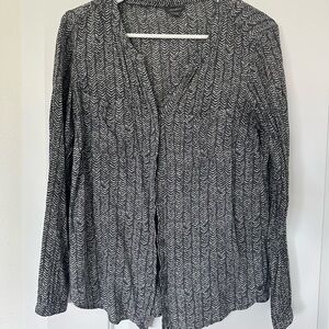 Eddie Bauer Blue and White Chevron Top